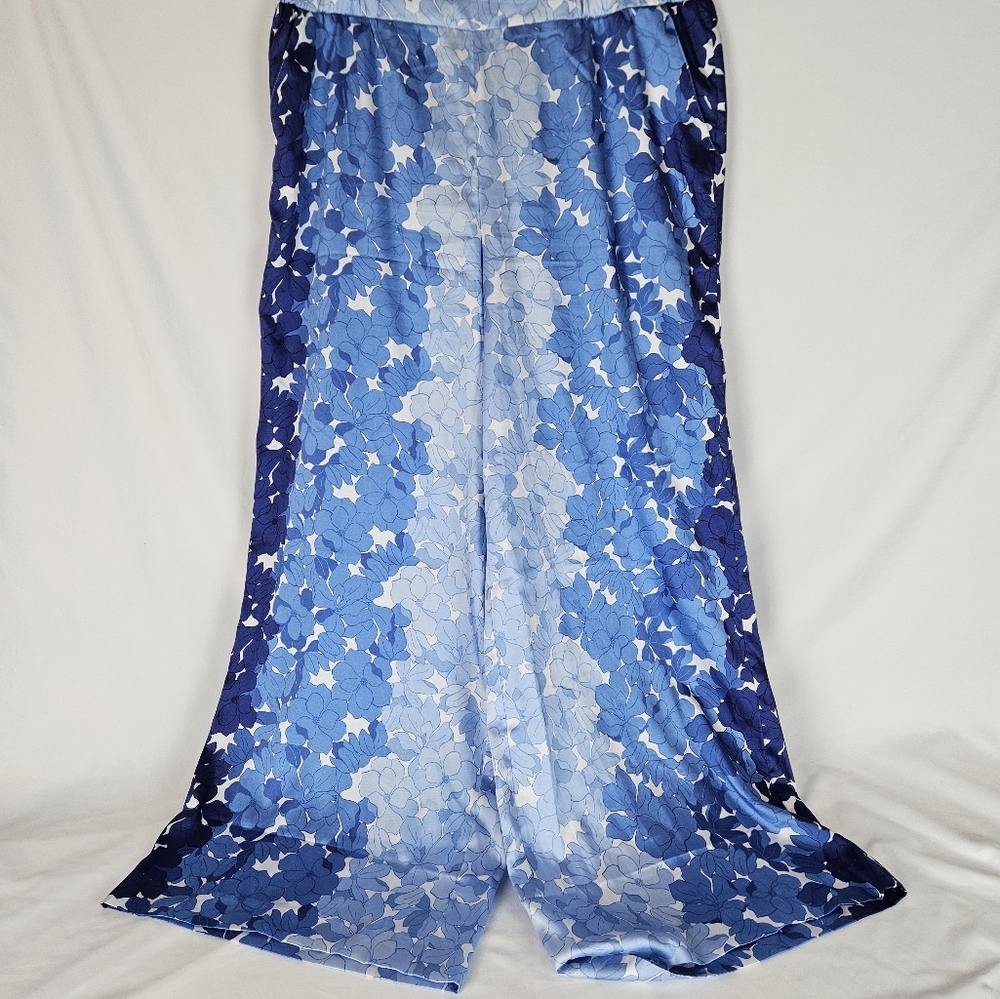 Lane Bryant High Rise Ombre Blue Lightweight Floral Pull-On Wide Leg Pant  18
